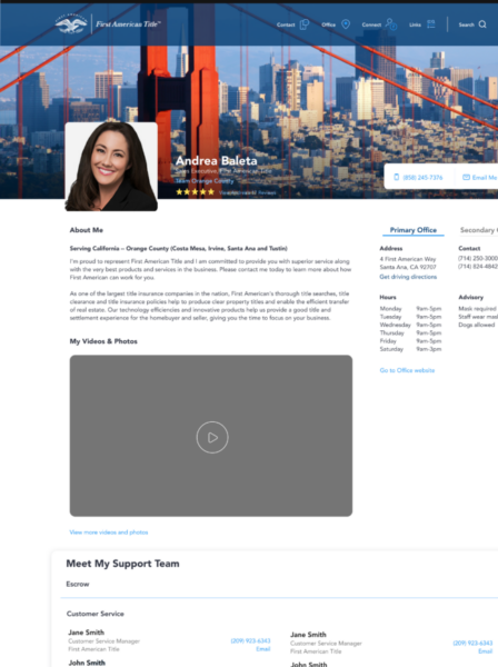 First American Title Profile Page Design in Figma
