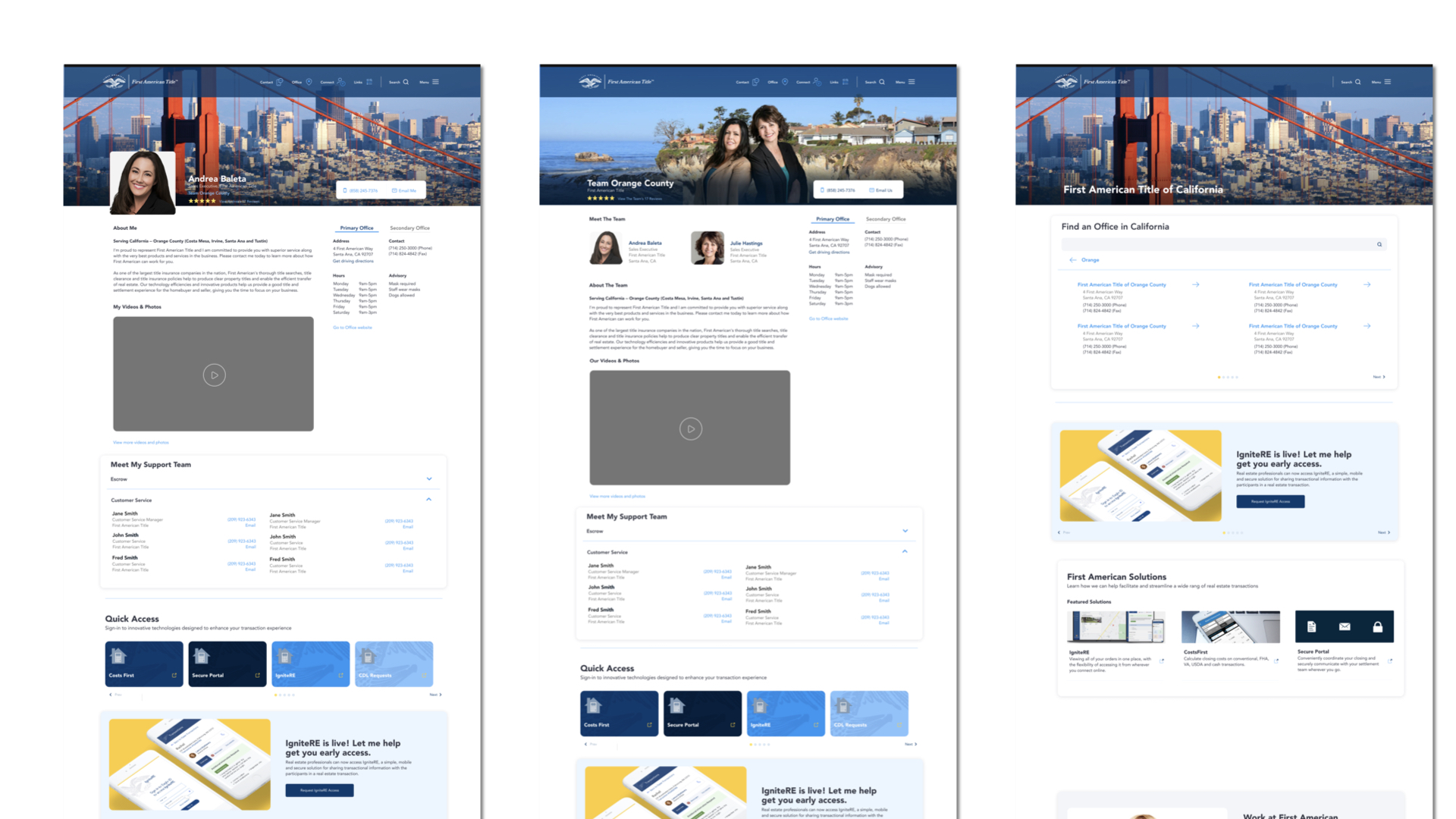 First American Landing Pages. Profile. Team. State.